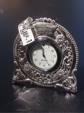 Brighton Silver Ornate Floral Mantel Clock